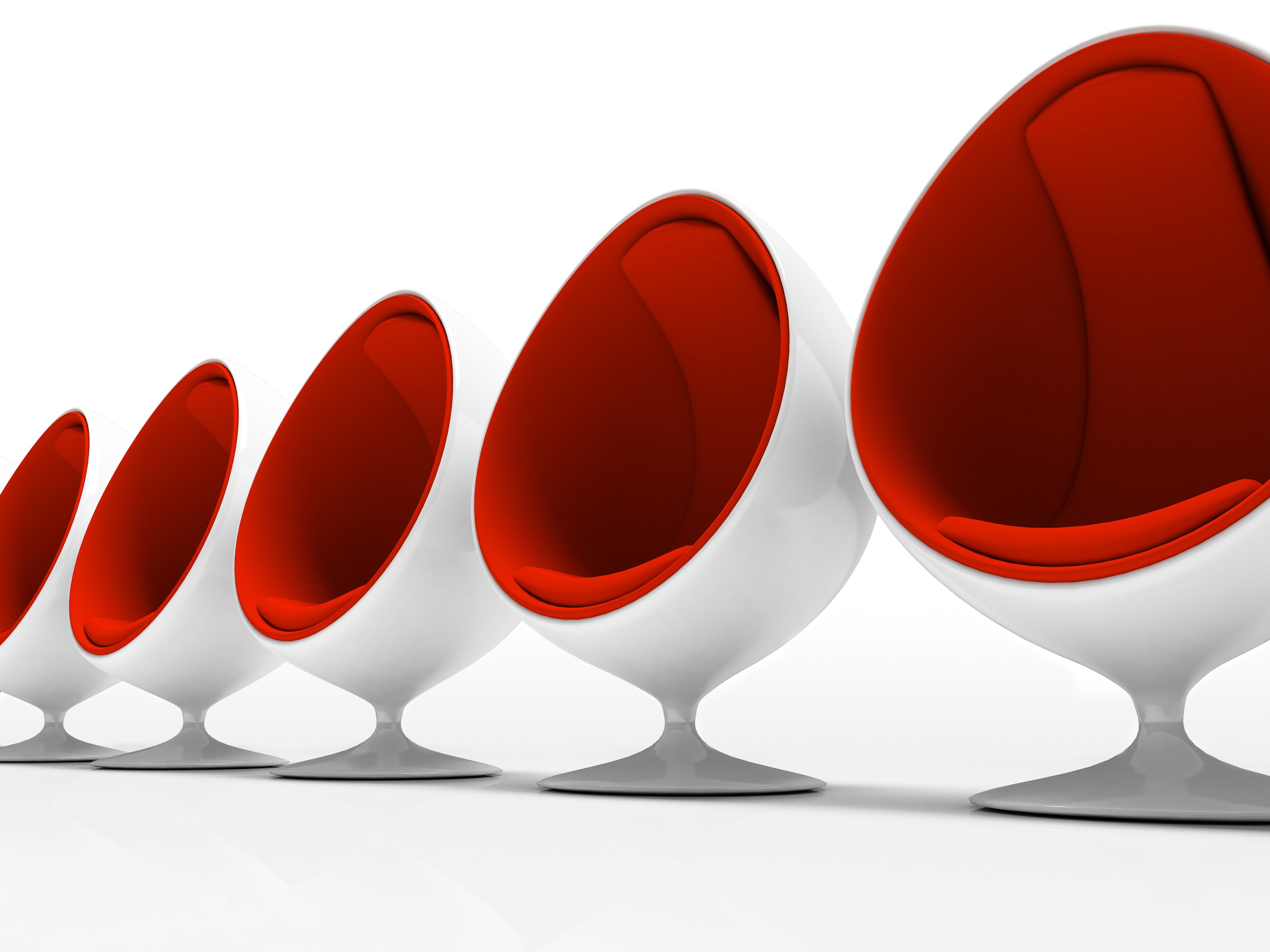 Red and white modern chairs