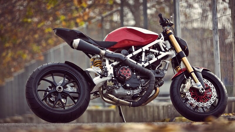 Red and White Motorcycle — Dramatic, Autumn