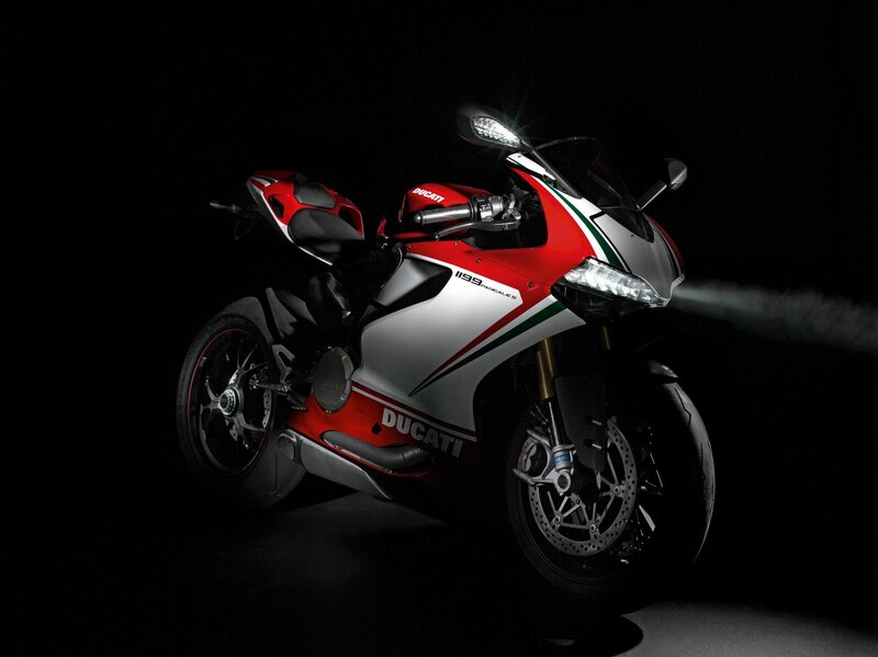 Red and White Motorcycle — Dramatic, Night, Photograph, Headlight