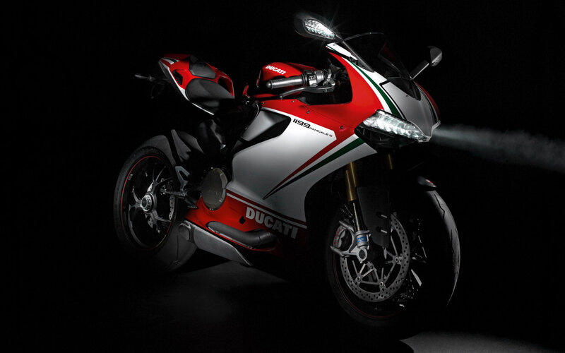 Red and White Motorcycle — Dramatic, Night