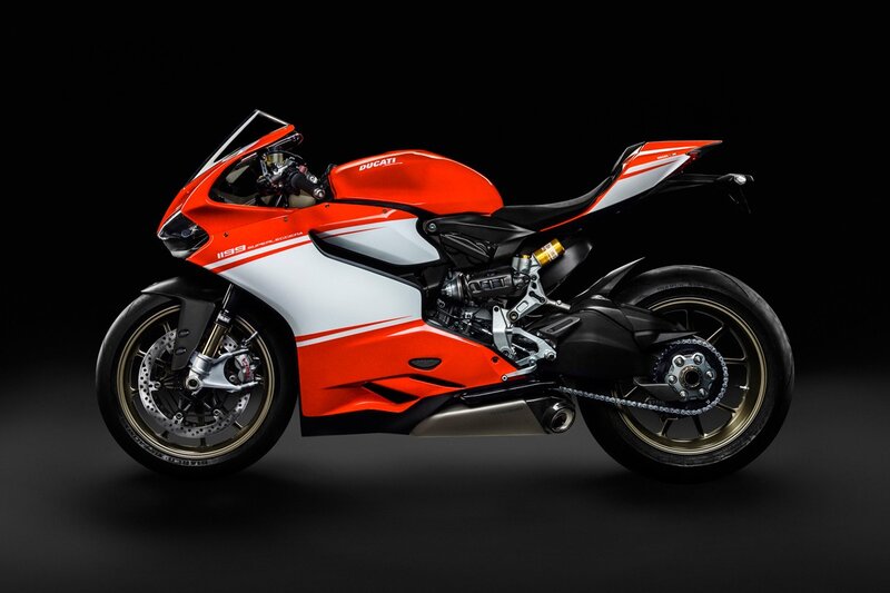 Red and White Motorcycle — Dramatic, Photograph, Black Background, Side View