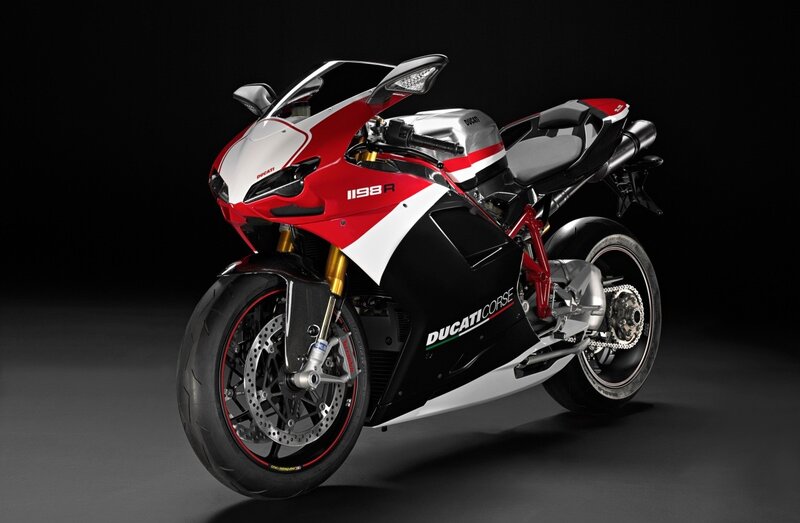 Red and White Motorcycle — Dramatic, Photograph, Black Background, Studio Lighting