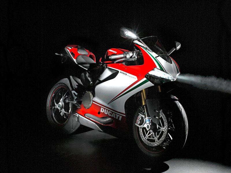 Red and White Motorcycle — Dramatic, Photograph, Headlight, Windshield, Exhaust