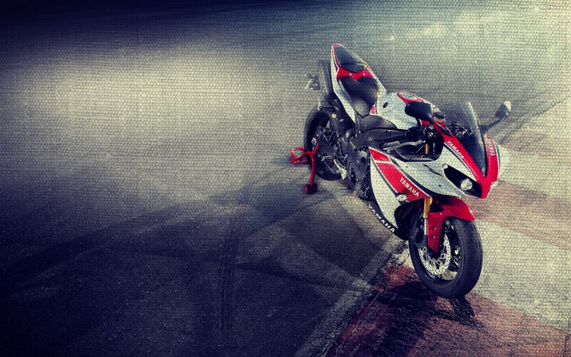 Red and White Motorcycle — Dramatic, Photograph, Stand, Asphalt
