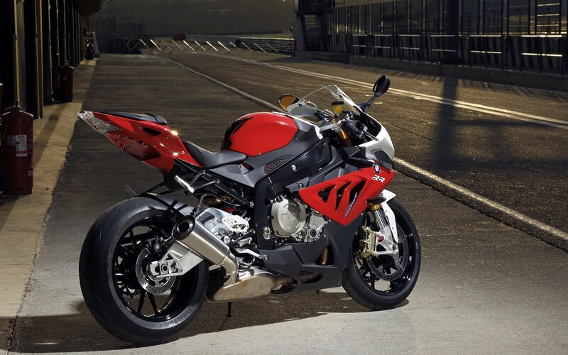 Red and White Motorcycle — Dramatic, Sunset, Photograph