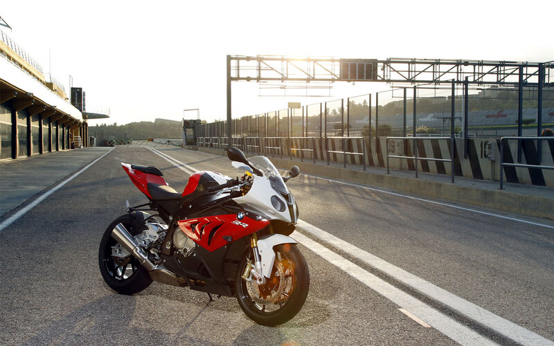 Red and White Motorcycle — Dramatic, Sunset
