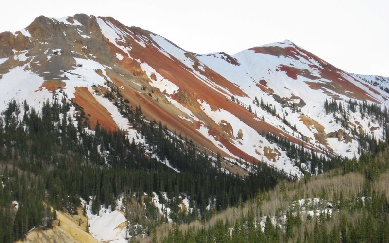 Red and white mountain landscape
