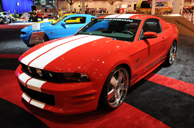 Red and White Mustang — Showroom