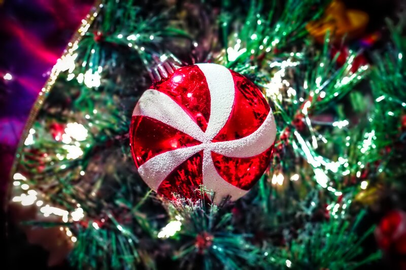 Red and White Ornament — Festive, Night