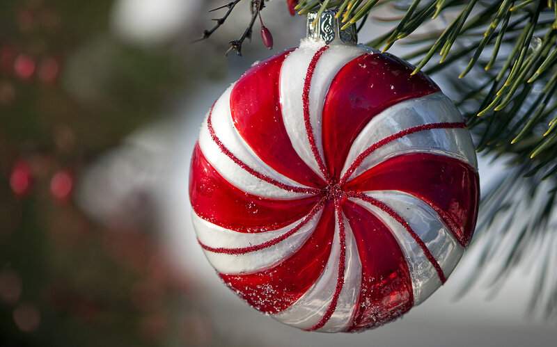 Red and White Ornament — Festive, Winter, Photograph
