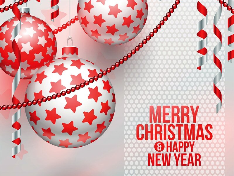 Red and White Ornaments — Festive, Winter, Vector Art