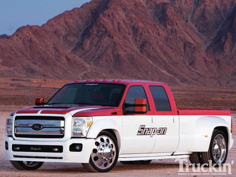Red and White Pickup Truck — Dramatic