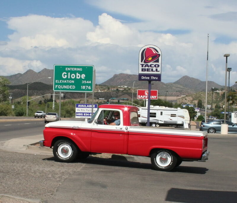 Red and White Pickup Truck