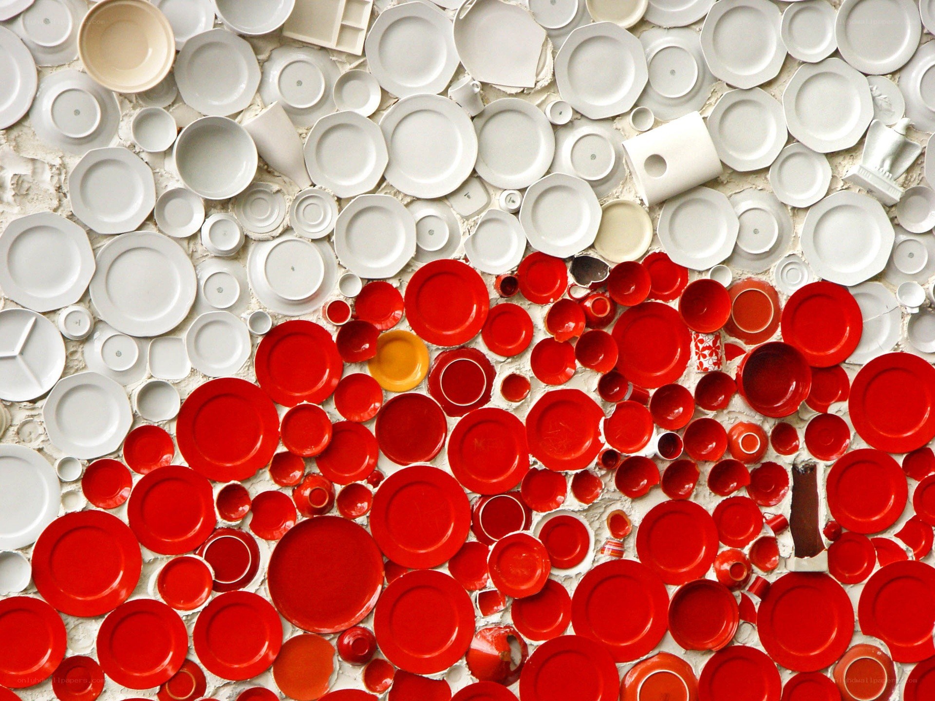 Red and white plate mosaic