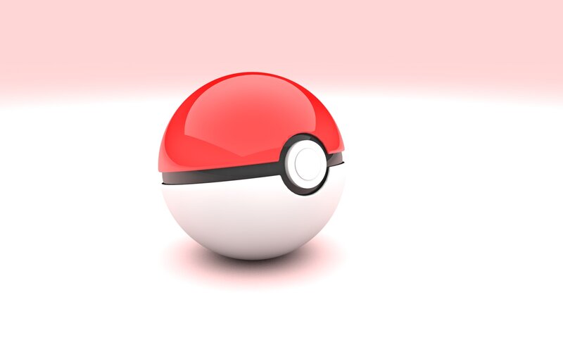 Red and White Pokeball — Neutral, 3d Render, Sphere