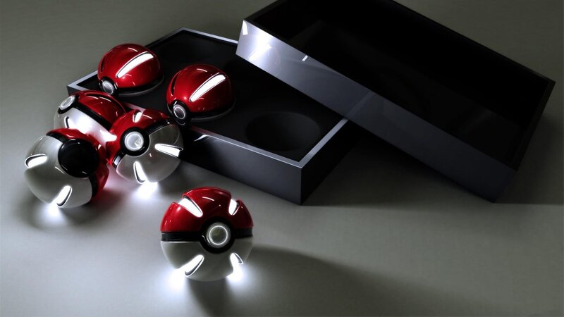 Red and White Pokeballs — Dramatic, 3d Render, Box, Light, Surface