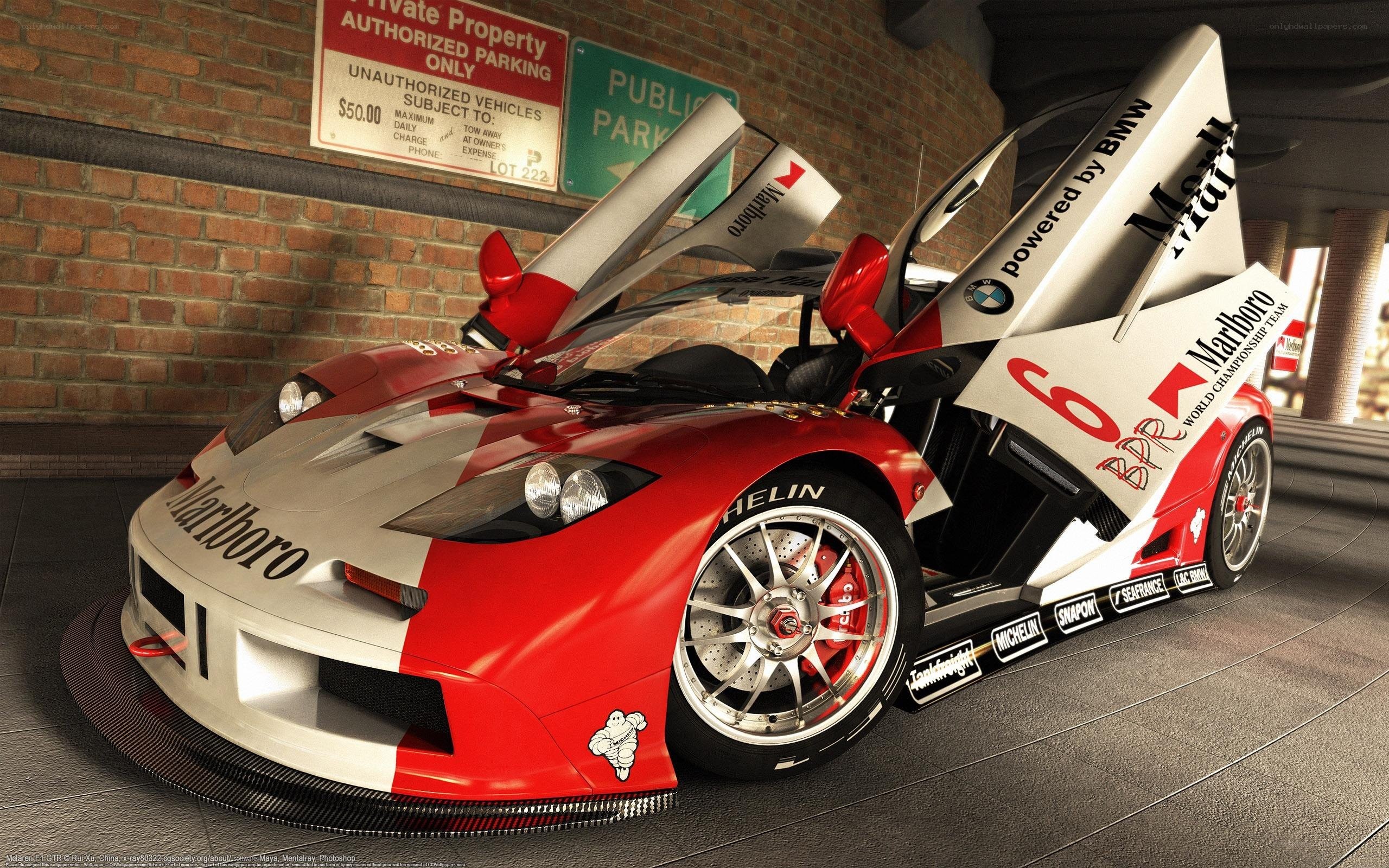 Red and white race car