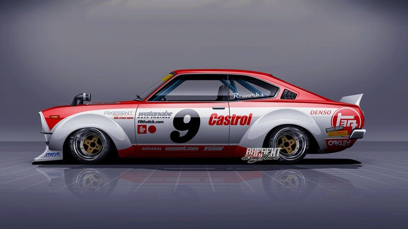 Red and White Race Car — Dramatic, Digital Art, Number 9