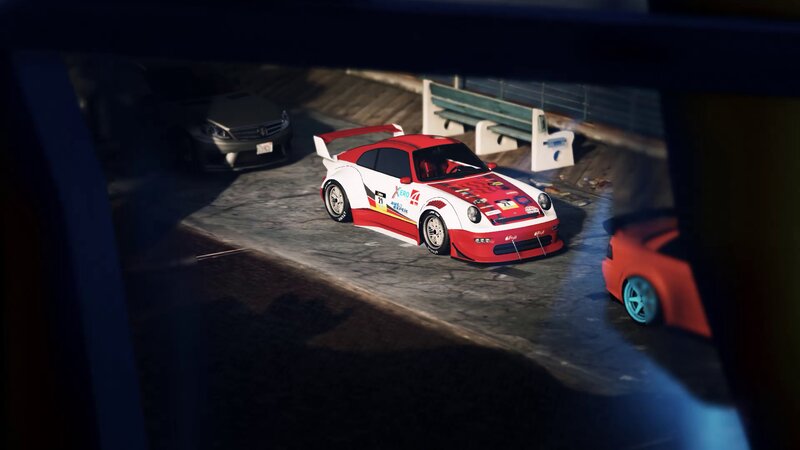 Red and White Race Car — Dramatic, Night, 3d Render
