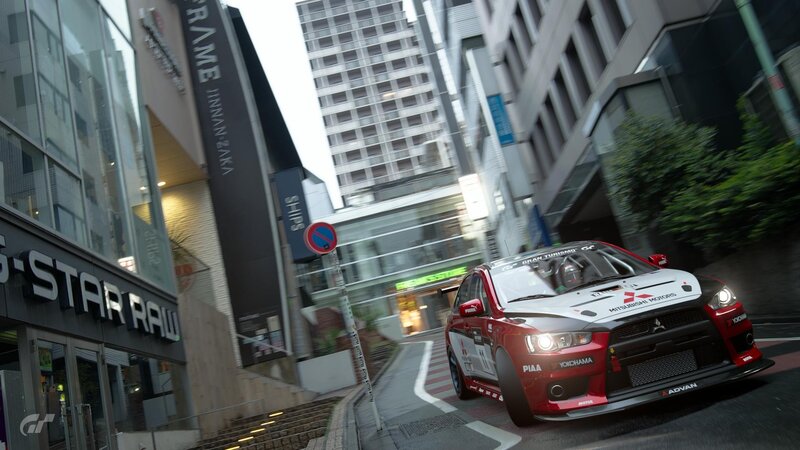Red and White Race Car — Dynamic, Afternoon, 3d Render, Building