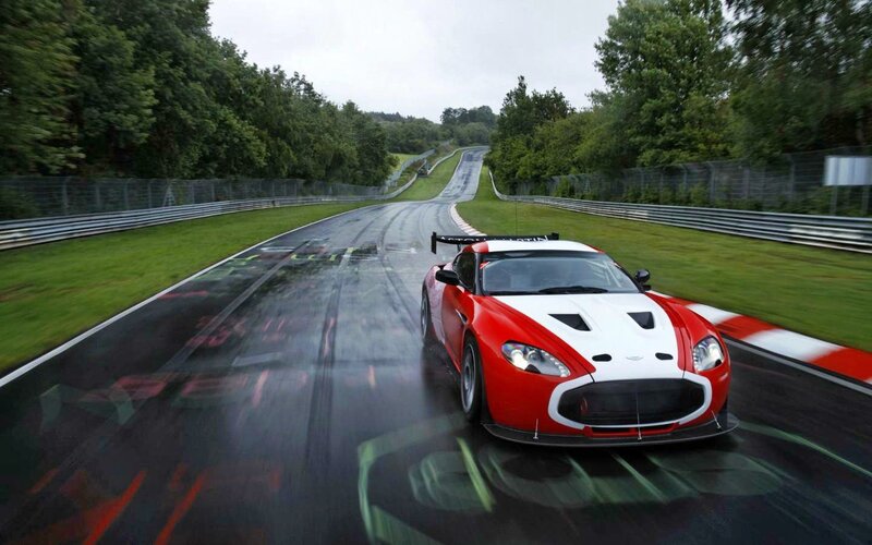 Red and White Race Car — Dynamic, Afternoon, Photograph, Race Track, Trees