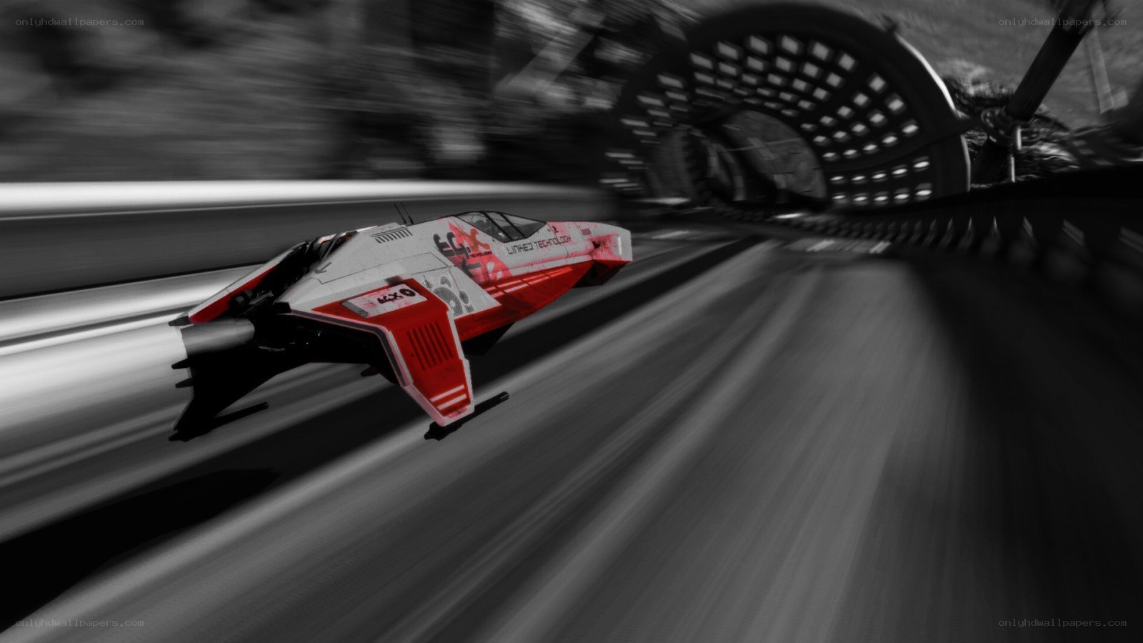 Red and white racing pod