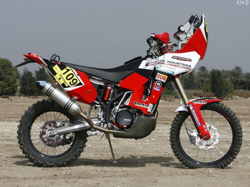 Red and White Rally Motorcycle