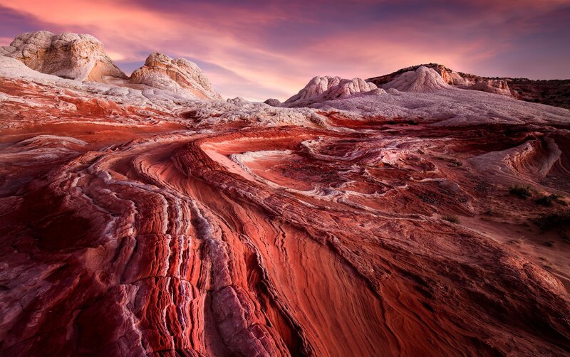 Red and White Rock Formations — Dramatic