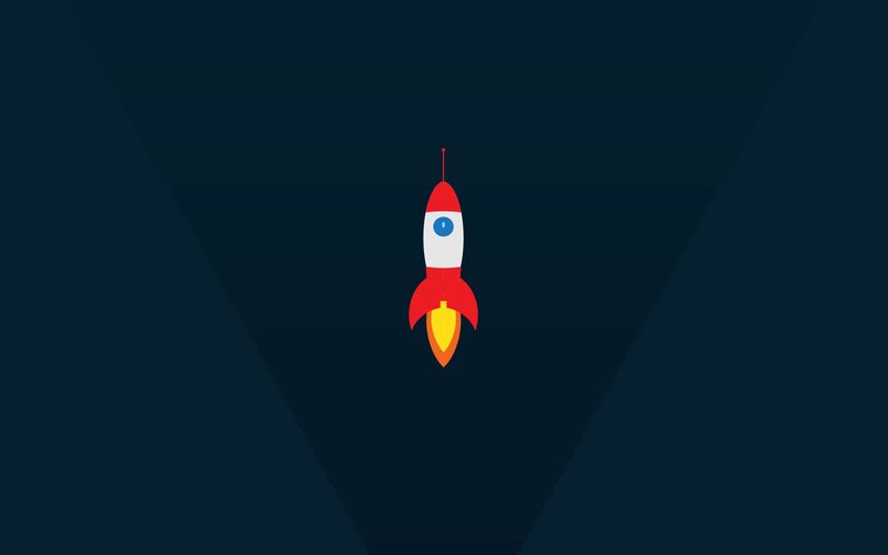 Red and White Rocket — Dark Blue