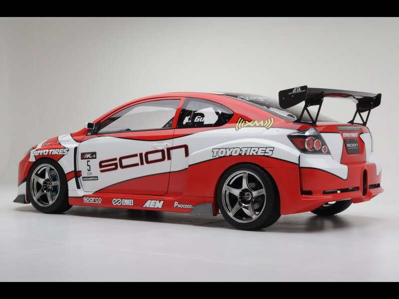 Red and white Scion race car