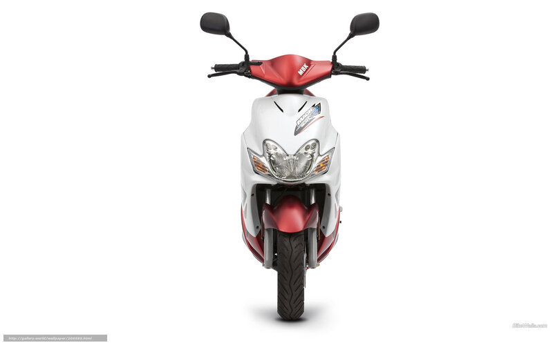 Red and White Scooter — Neutral, Photograph, Handlebars