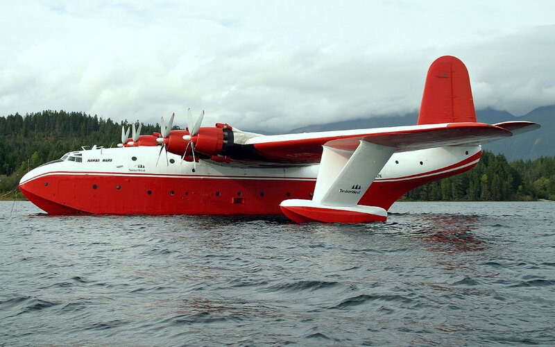 Red and White Seaplane — Calm, Photograph