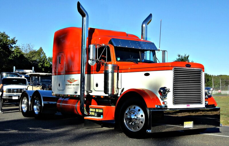 Red and White Semi-truck — Bright, Sunny