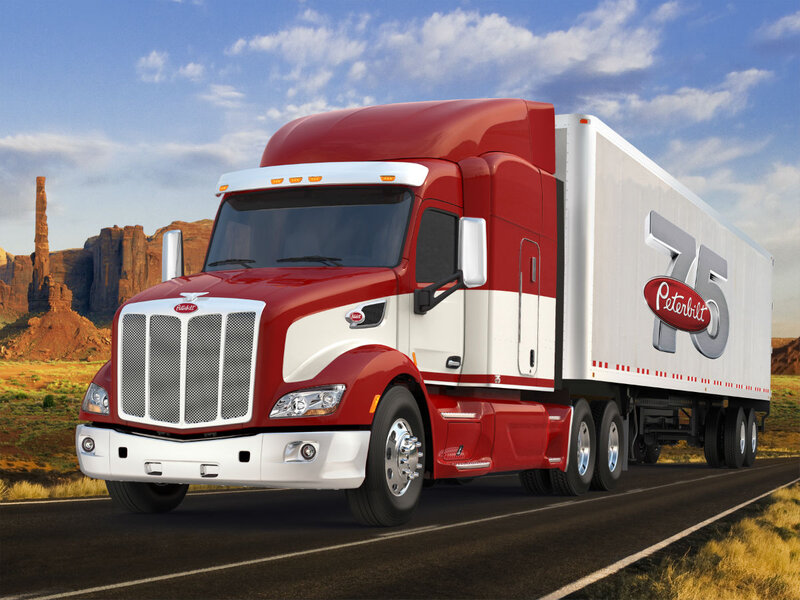 Red and White Semi-truck — Dramatic