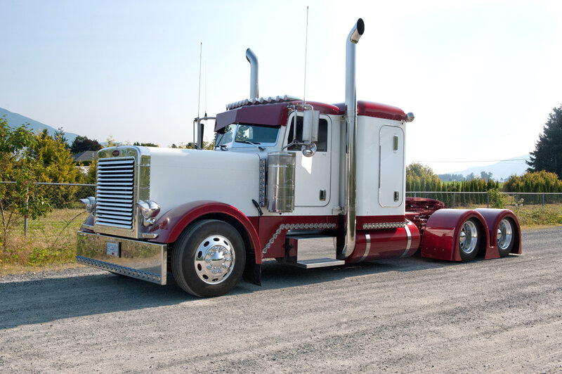 Red and White Semi-truck