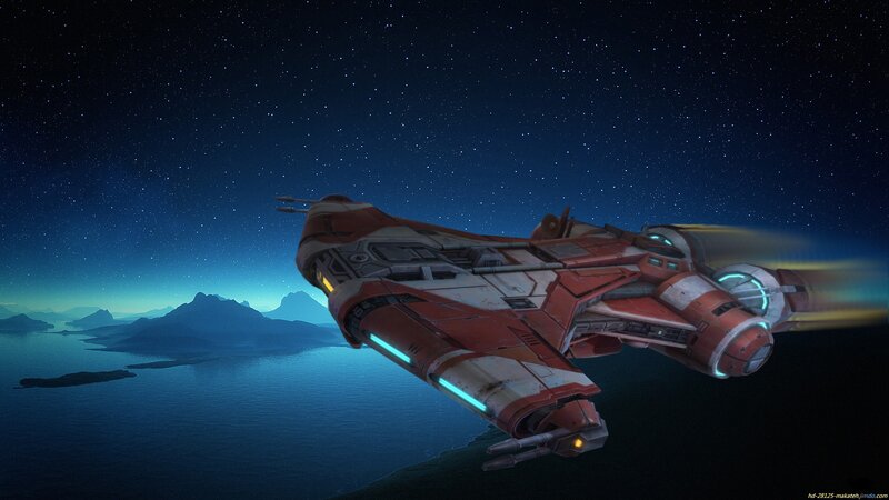 Red and White Spaceship — Blue