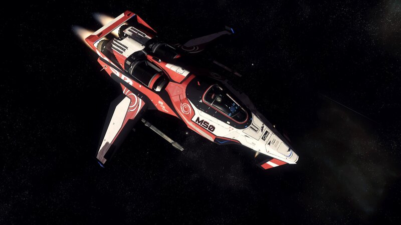 Red and White Spaceship — Dramatic