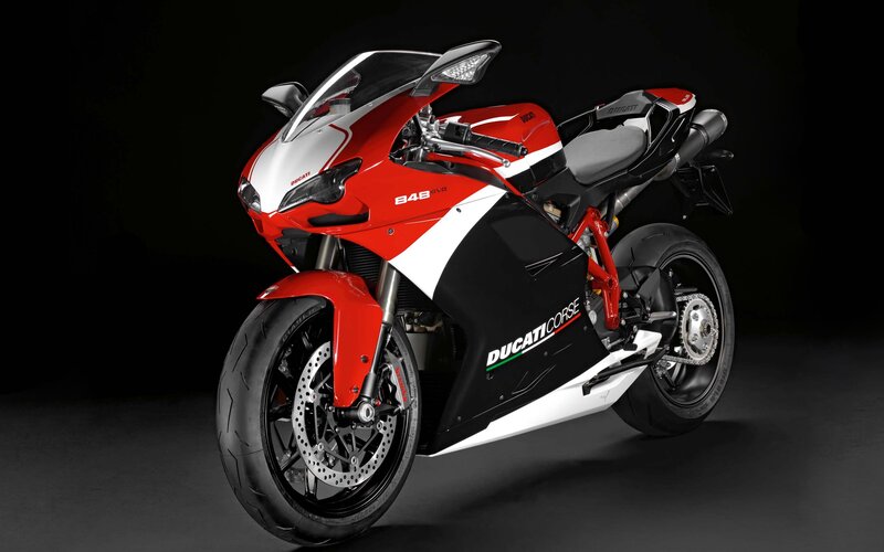 Red and White Sport Motorcycle — Dramatic, Photograph