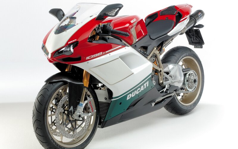 Red and White Sport Motorcycle — Neutral, Photograph, Windshield, Exhaust