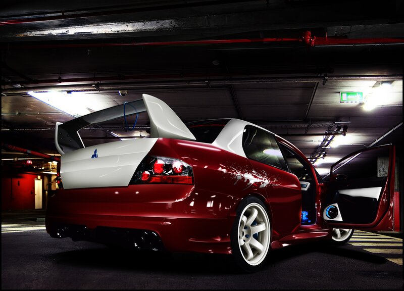 red and white sports car