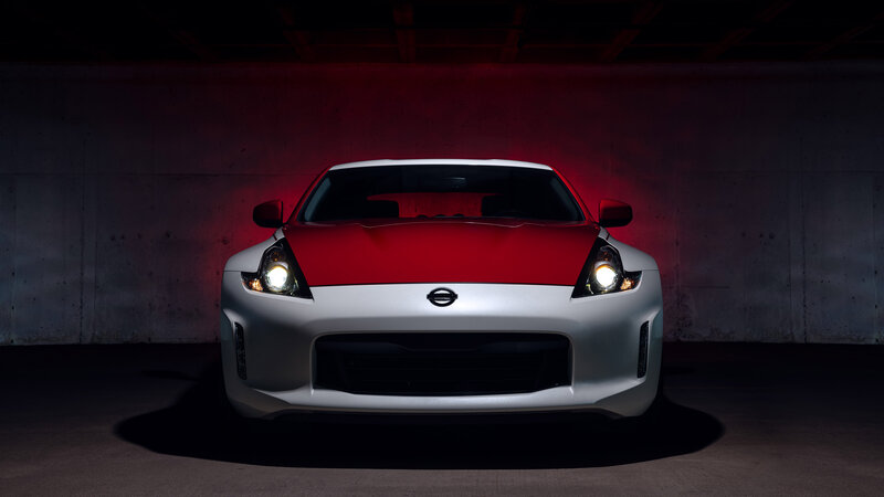 Red and White Sports Car — Dramatic, Night