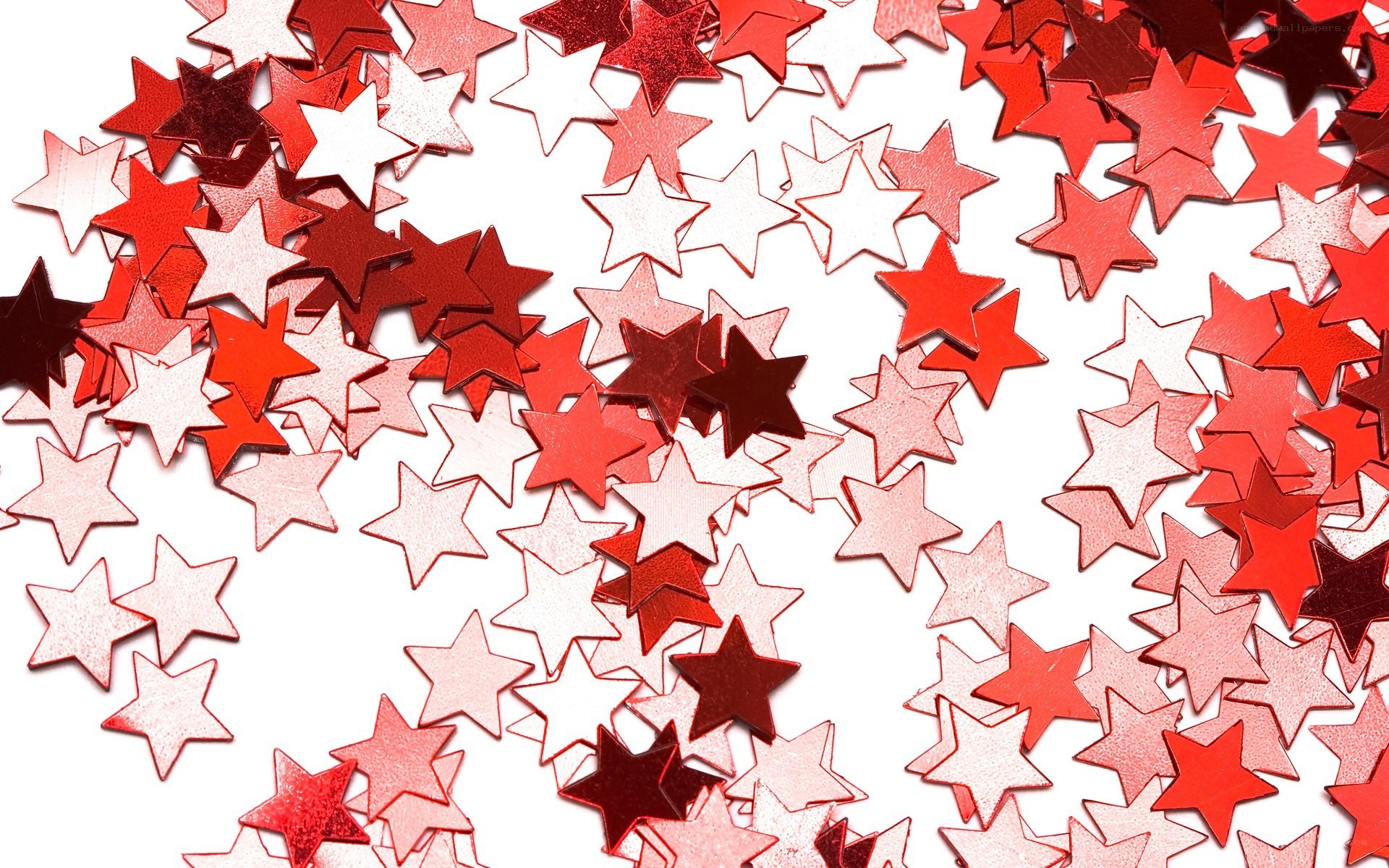red and white star confetti