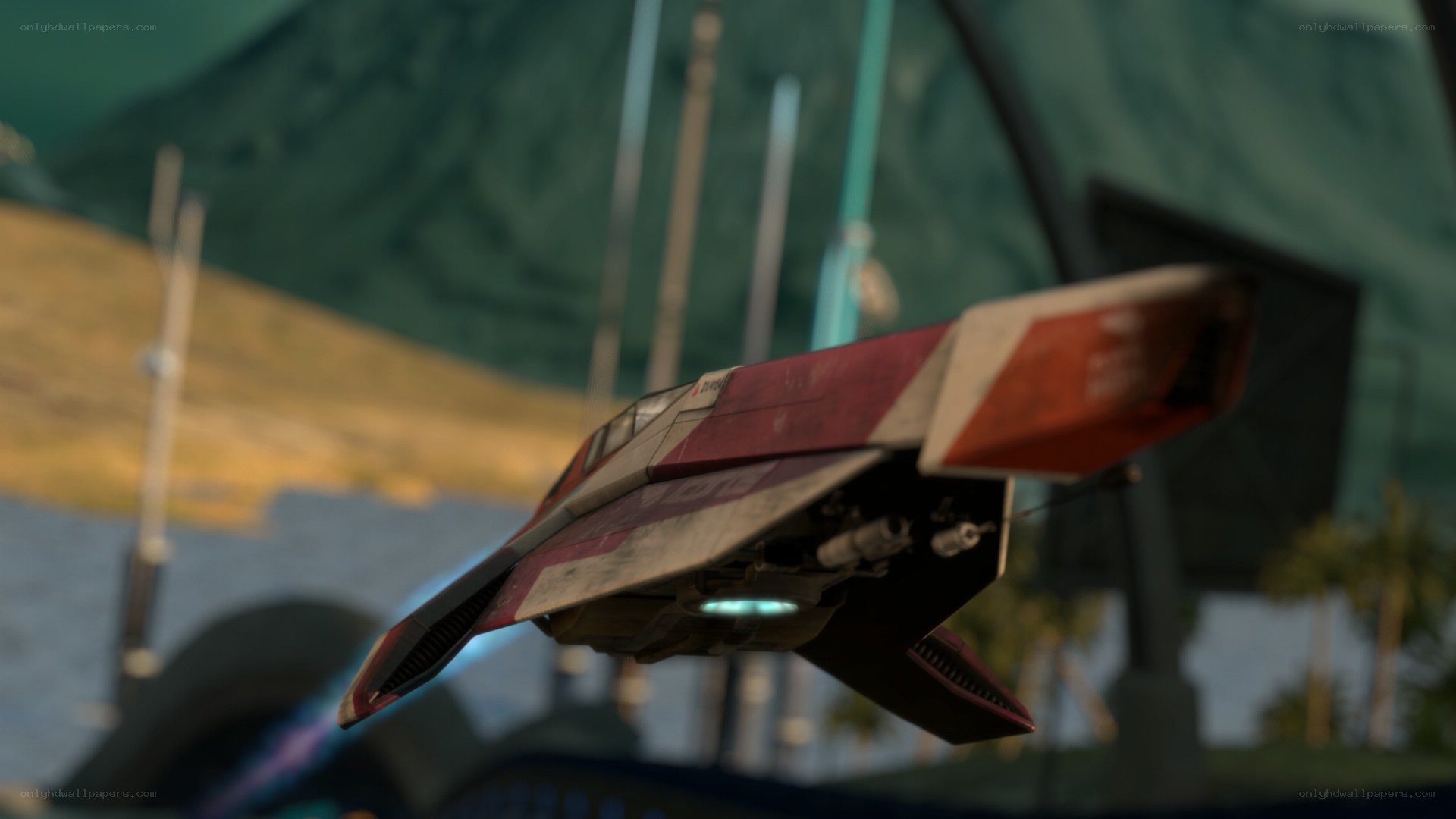 red and white starfighter