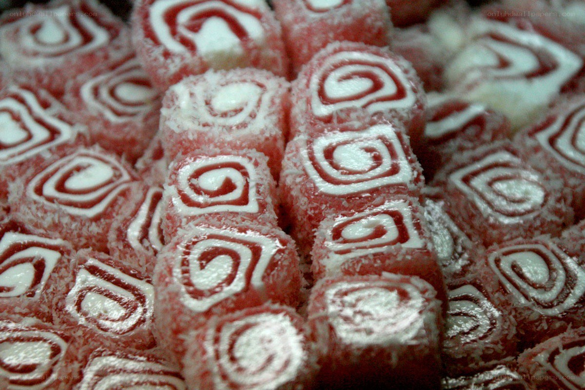 red and white swirled candies