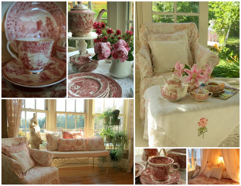 Red and White Tea Set