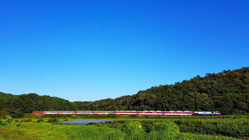 Red and White Train — Blue