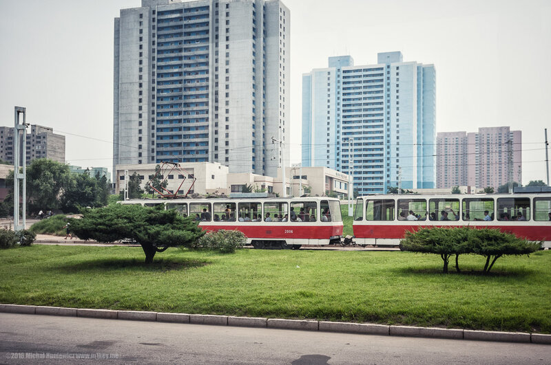 Red and White Tram