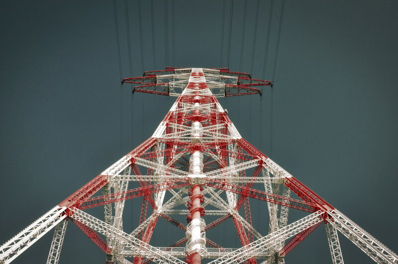Red and White Transmission Tower