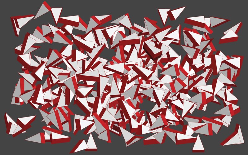 red and white triangular fragments