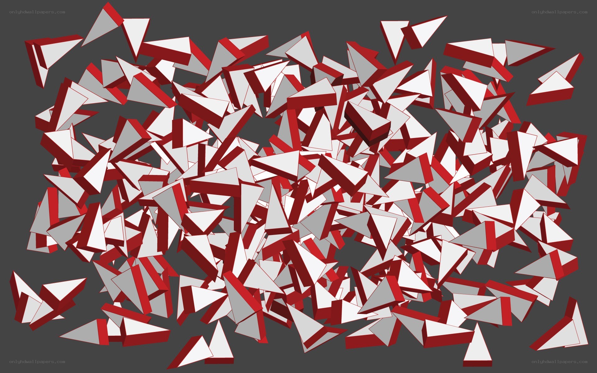 red and white triangular fragments